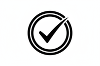 Black and white guarantee Check mark ICon